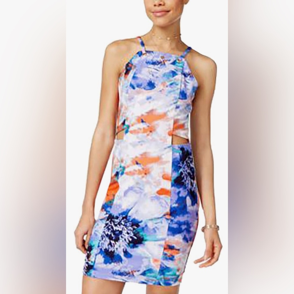 XOXO Women's Printed Sleeveless Cut Out Tank Dress